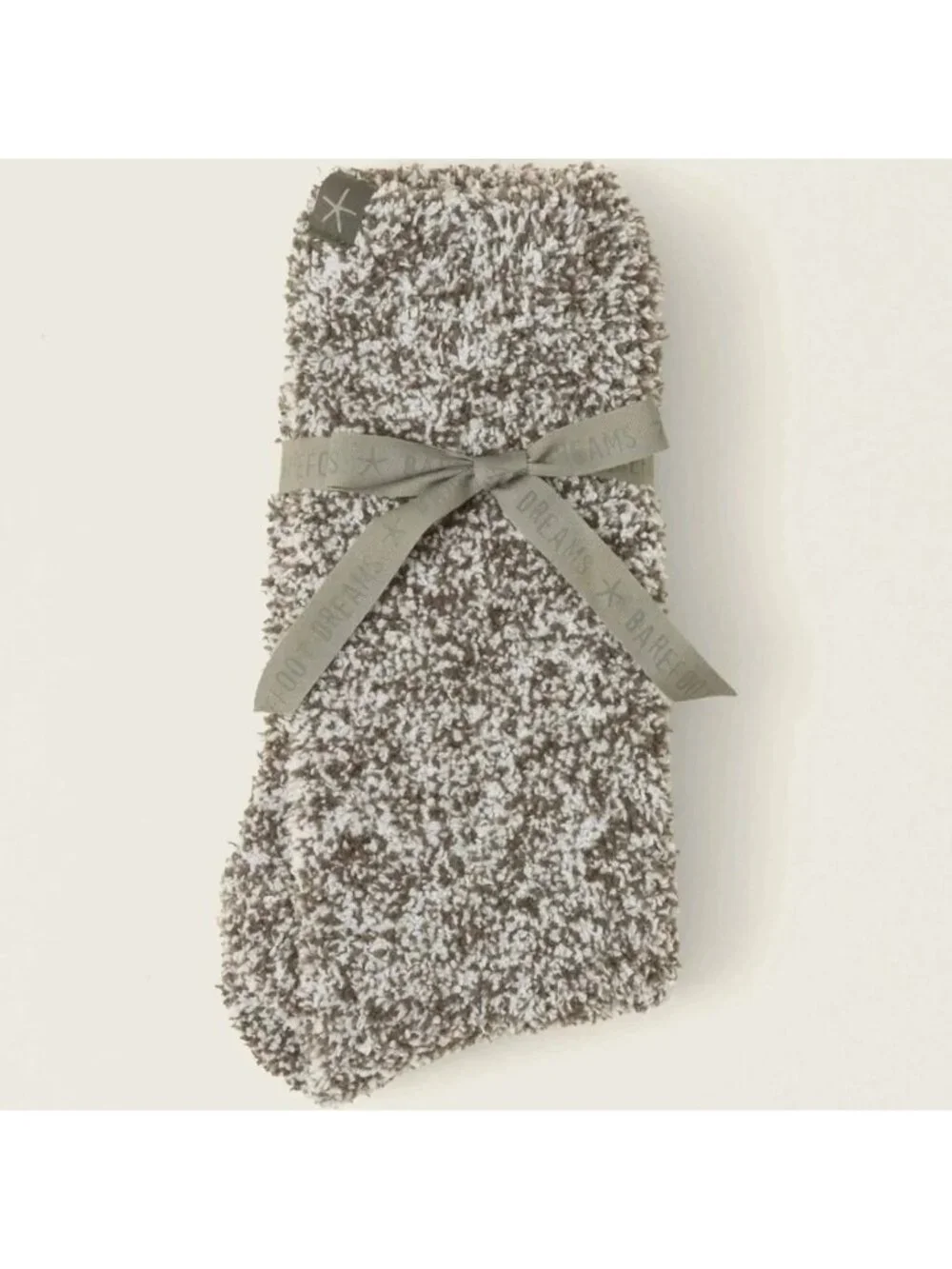 New Barefoot Dreams CozyChic Heathered Socks in Olive Branch & White L/XL